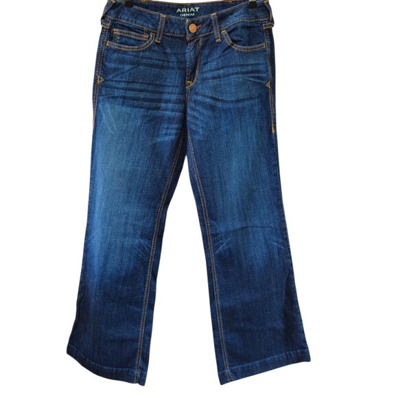 Ariat Trouser Mid Rise Lexie Wide Leg Jeans Size 30 Short Rascal Blue Dark Wash - Picture 2 of 9